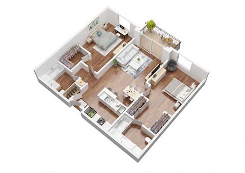 Floor plan for 2 beds, 2 baths, 1080 sqft